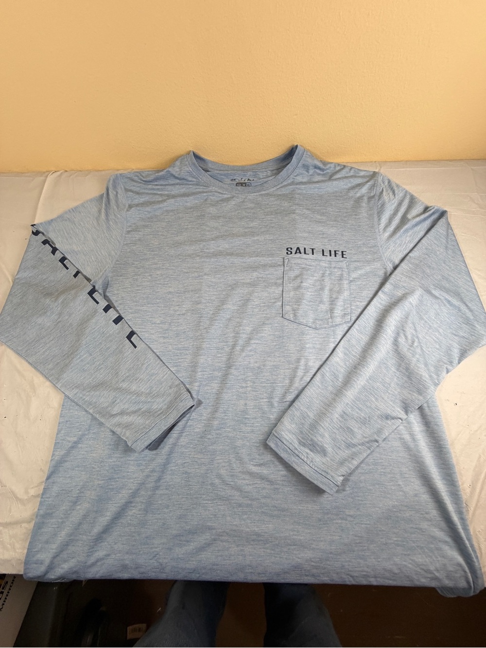 Salt Life Soft Heather‎ Blue Long Sleeve Pocket Tee